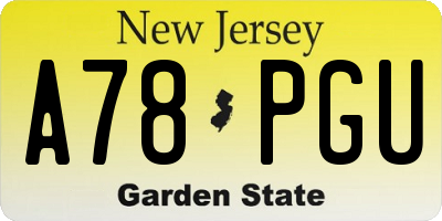 NJ license plate A78PGU