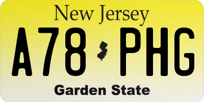 NJ license plate A78PHG