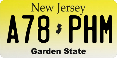 NJ license plate A78PHM