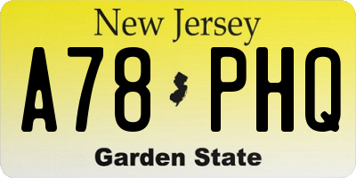 NJ license plate A78PHQ