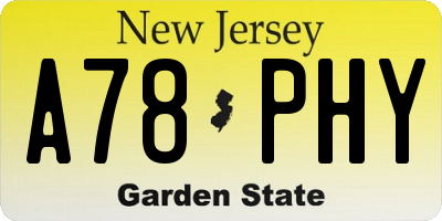 NJ license plate A78PHY