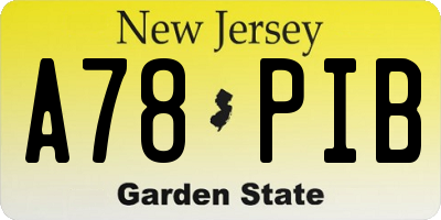 NJ license plate A78PIB