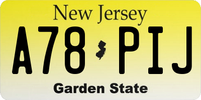 NJ license plate A78PIJ