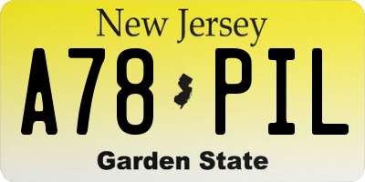 NJ license plate A78PIL