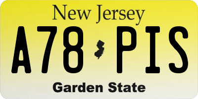 NJ license plate A78PIS
