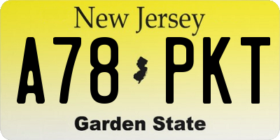 NJ license plate A78PKT
