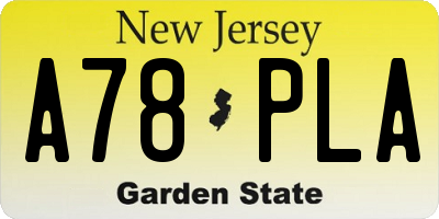 NJ license plate A78PLA