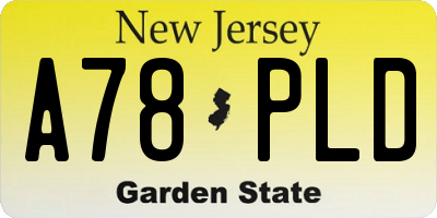 NJ license plate A78PLD