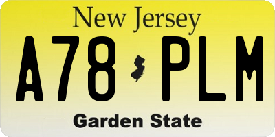 NJ license plate A78PLM