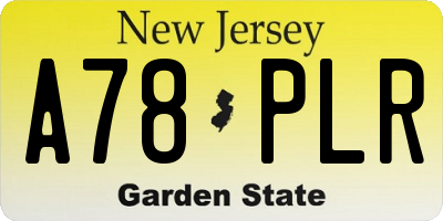 NJ license plate A78PLR