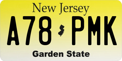 NJ license plate A78PMK