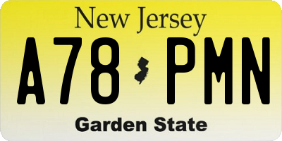 NJ license plate A78PMN