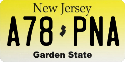 NJ license plate A78PNA