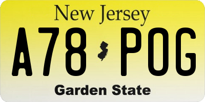 NJ license plate A78POG