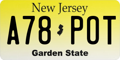NJ license plate A78POT