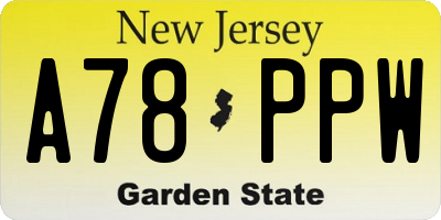 NJ license plate A78PPW