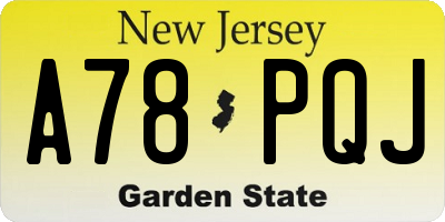 NJ license plate A78PQJ