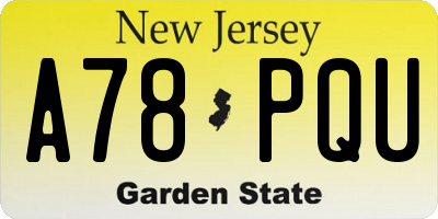 NJ license plate A78PQU
