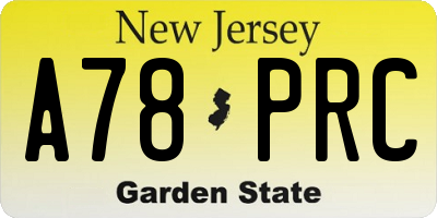 NJ license plate A78PRC