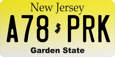 NJ license plate A78PRK