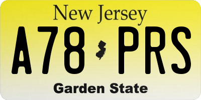 NJ license plate A78PRS