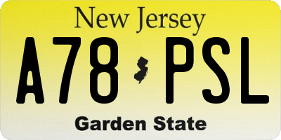 NJ license plate A78PSL