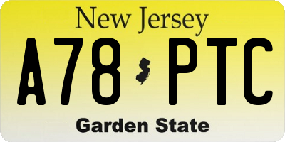 NJ license plate A78PTC