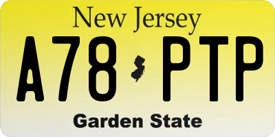 NJ license plate A78PTP