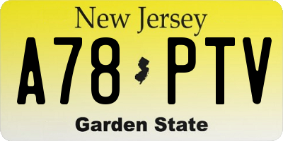 NJ license plate A78PTV