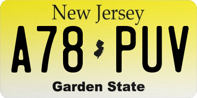 NJ license plate A78PUV
