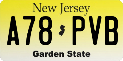 NJ license plate A78PVB