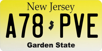 NJ license plate A78PVE