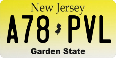 NJ license plate A78PVL
