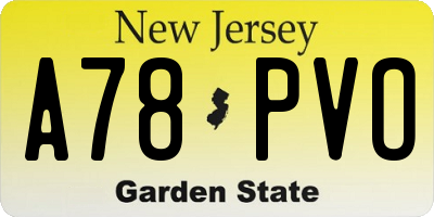 NJ license plate A78PVO