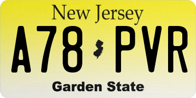 NJ license plate A78PVR