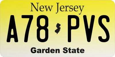 NJ license plate A78PVS