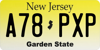NJ license plate A78PXP