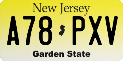 NJ license plate A78PXV
