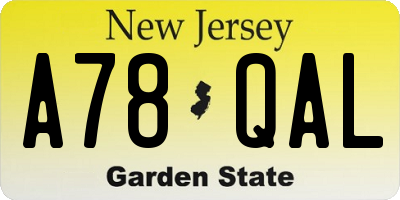 NJ license plate A78QAL