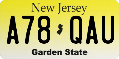 NJ license plate A78QAU