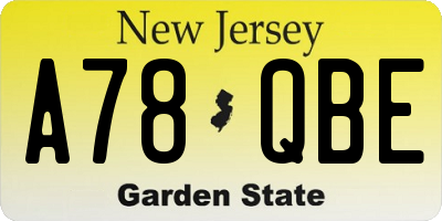 NJ license plate A78QBE
