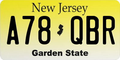 NJ license plate A78QBR