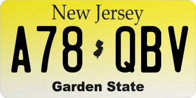 NJ license plate A78QBV