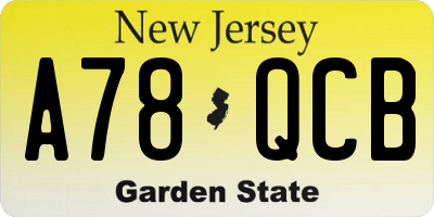 NJ license plate A78QCB