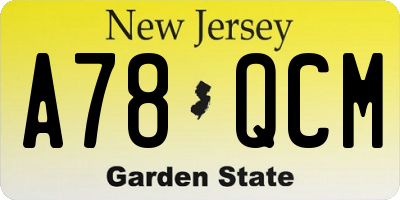 NJ license plate A78QCM
