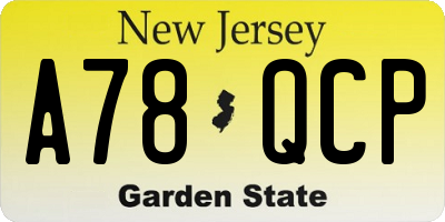 NJ license plate A78QCP