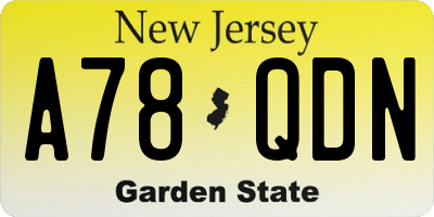 NJ license plate A78QDN