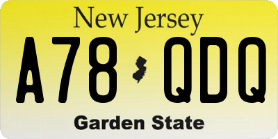 NJ license plate A78QDQ