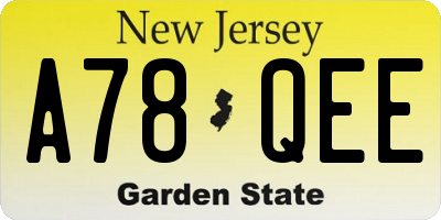 NJ license plate A78QEE