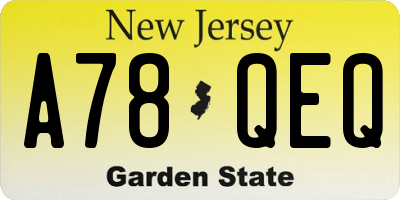 NJ license plate A78QEQ
